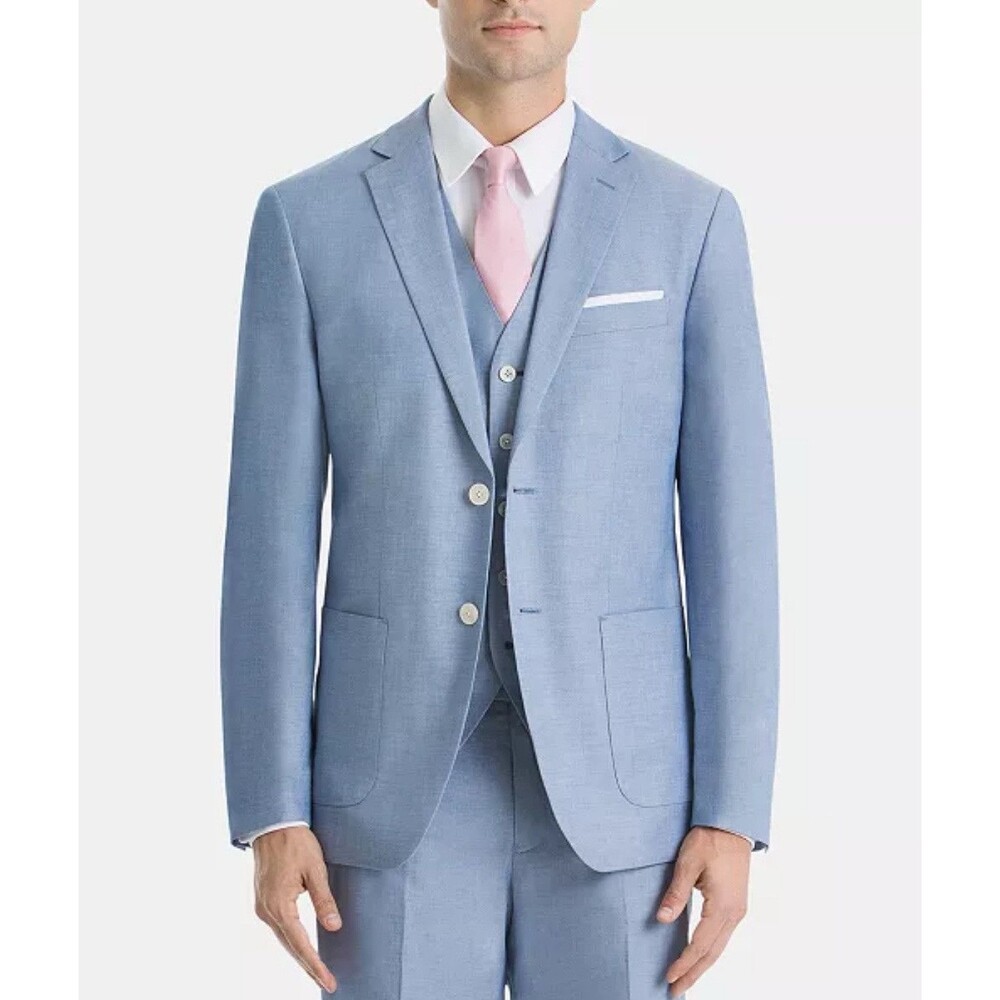 Lauren Ralph Lauren Men's Blue UltraFlex Classic-Fit Chambray Sport Coat 40S